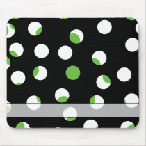 Black, White and Green Spotty Pattern. Mouse Pad