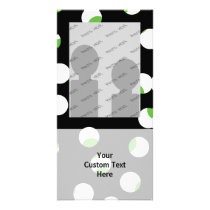 Black, White and Green Spotty Pattern. Custom Photo Card