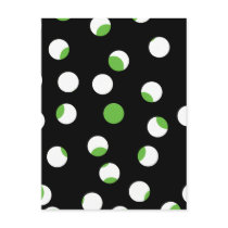 Black, White and Green Spotty Pattern. Post Cards