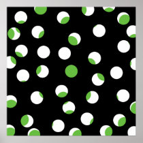 Black, White and Green Spotty Pattern. Print