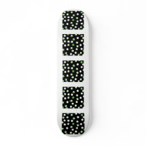 Black, White and Green Spotty Pattern. Custom Skate Board