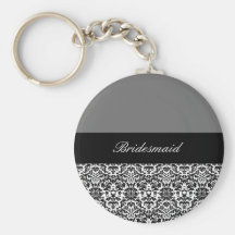 black,white and grey damask design 2 key chain