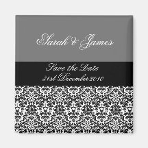 black,white and grey damask design 2 magnets