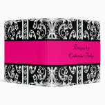 Black, White, and Hot Pink Damask Binder