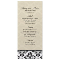 Black White and Ivory Damask Reception Menu Announcement
