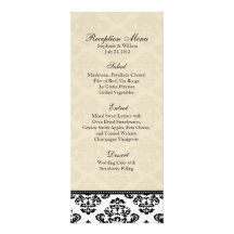 Black White and Ivory Damask Reception Menu Announcement