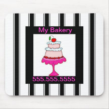 Black,white and pink, Bakery Mouse Pads