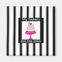 Black,white and pink, Bakery Refrigerator Magnet