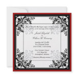 Black, White, and Red Baroque Wedding Invitation