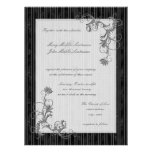 Black, White and Silver Wedding Invite Template