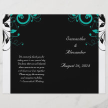 Black White Aqua Reverse Swirl Foldable Program Custom Flyer