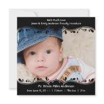 Black White Baby Boy Photo Birth Announcements