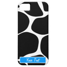 Black/White Blue Giraffe Print - Personalize iPhone 5 Cover