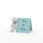 Black White Blue Toile Save the Date Cards