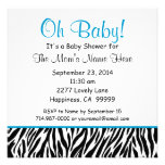 Black White Blue Zebra Boy Baby Shower S02 Custom Invites