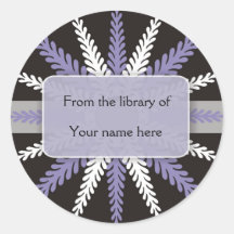 Black White Bookplates-Purple Snowflake Stickers