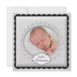 Black White Boys Photo Christening invitations