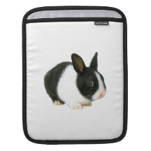 Black & White Bunny Rabbit Rickshaw Sleeve iPad Sleeve