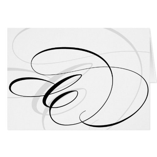 Black & White Calligraphy Initial C Monogram Cards