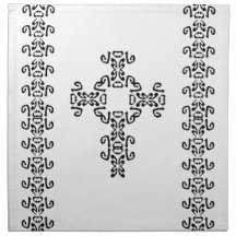Black & White Celtic Scroll Cross Cloth Napkins
