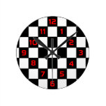 Black White Chequerboard - Wall Clock