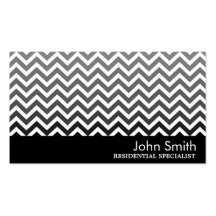 Black & White Chevron Landscaping Business Card