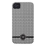 Black white chevron monogram iphone 4 case
