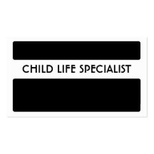 Black white child life specialist business cards