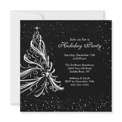 Black White Christmas Holiday Party Invitation by celebrateitholidays
