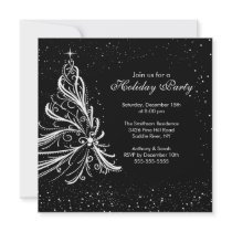 Black White Christmas Holiday Party Invitation
