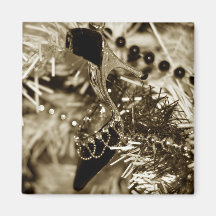 Black & White Christmas Shoe Refrigerator Magnets