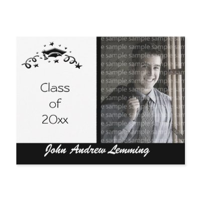 Black & White classic graduation photo template Postcard by partypassion