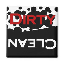 Black White Clean Dirty Dish Magnet magnets