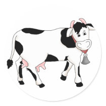 Black & White Cow Round Sticker