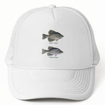 Black - White Crappie (titled) Trucker Hat