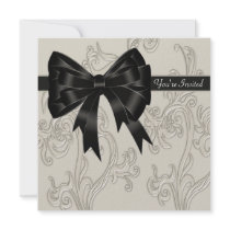Black White Cream Swirl Party Invitation Template