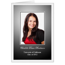 Black white custom photo graduation announcement greeting cards