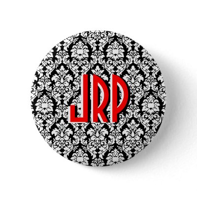 Black & White Damask Pinback Button by JuJuGarden