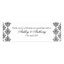 Black White Damask Floral Wedding Favour Tags