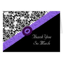 Black & White Damask Lavender Sparkle Heart Greeting Cards