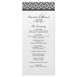 Black & White Damask Monogram Wedding Program Personalized Rack Card
