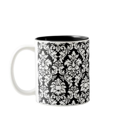 Black & White Damask Coffee Mug by JuJuGarden
