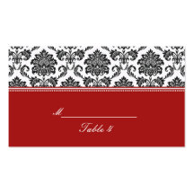 Black & White Damask Placecards Business Card Templates