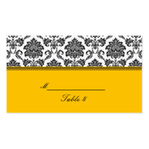 Black & White Damask Placecards Business Card