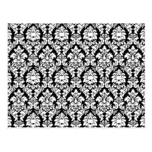 Black & White Damask Post Card