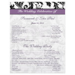 Black & White Damask Purple Band Wedding Program letterhead
