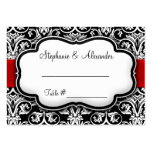 Black/White Damask Red Ribbon Business Card Template