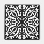BLACK & WHITE Damask Refrigerator Magnet