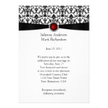 Black White Damask Ruby Gemstone Wedding Invitatio Invites