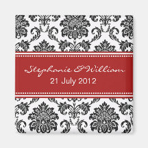 Black & White Damask Save The Date Magnet